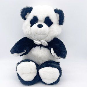 Classic Toy Co. Panda Bear Plush White Satin Bow 19 Inch 2002 Stuffed Animal